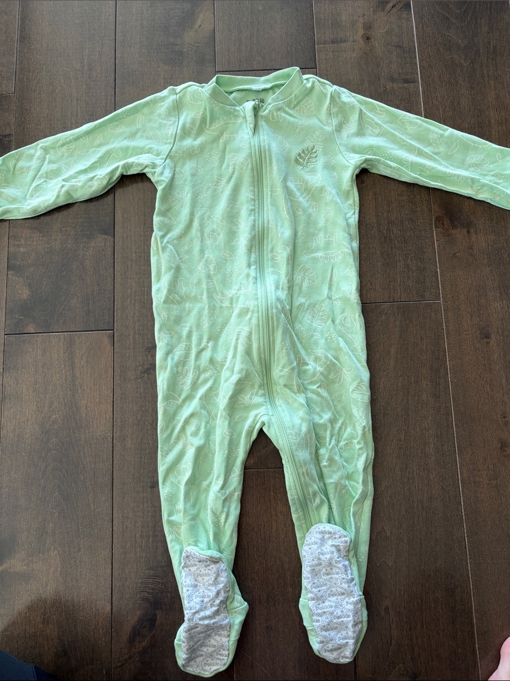 Pekkle Kids Mint Green Footed One-Piece Zipper Pajama